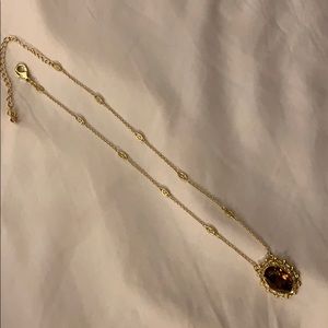 Sorrelli necklace with amber stone gold chain